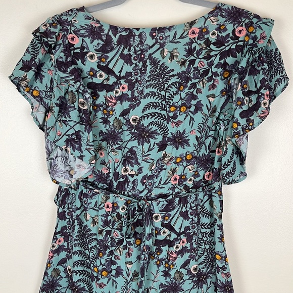 NWT Miami Francesca’s Harvey A6 Teal Ruffled Floral Dress, Size Small - Picture 6 of 13